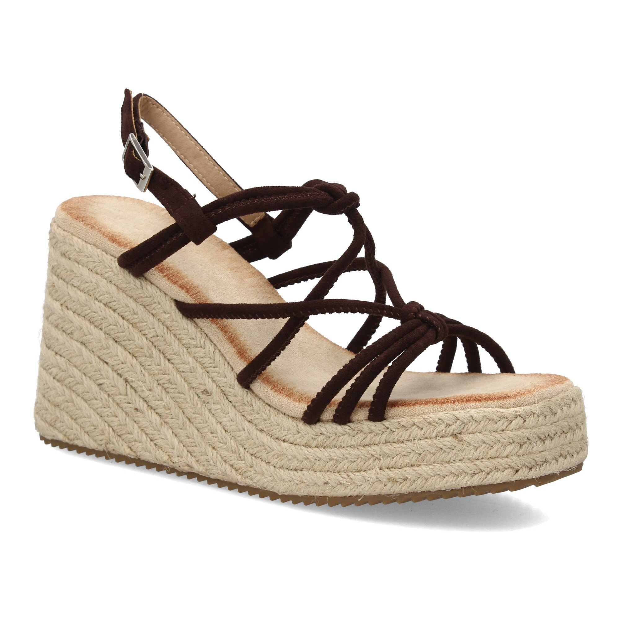 Sandalias de Cuña de Yute, para Mujer con Adornos Cruzados