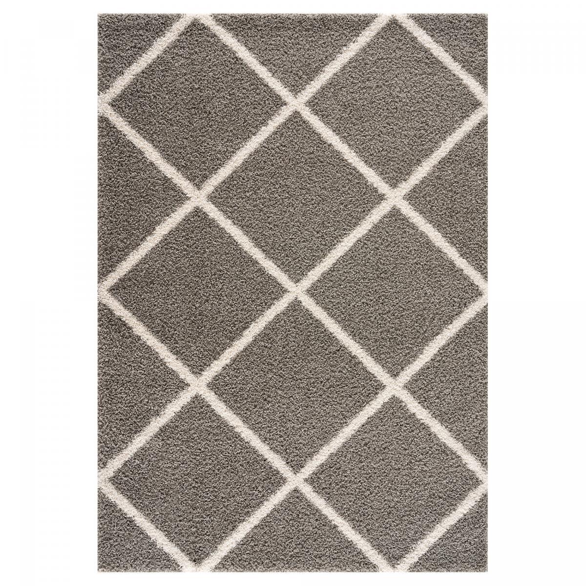 Tapis longs poils shaggy tissé motif scandinave DAMU