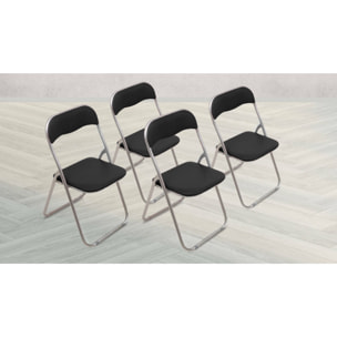 Set di quattro sedie pieghevoli, colore nero, Misure 43 x 47 x 78 cm