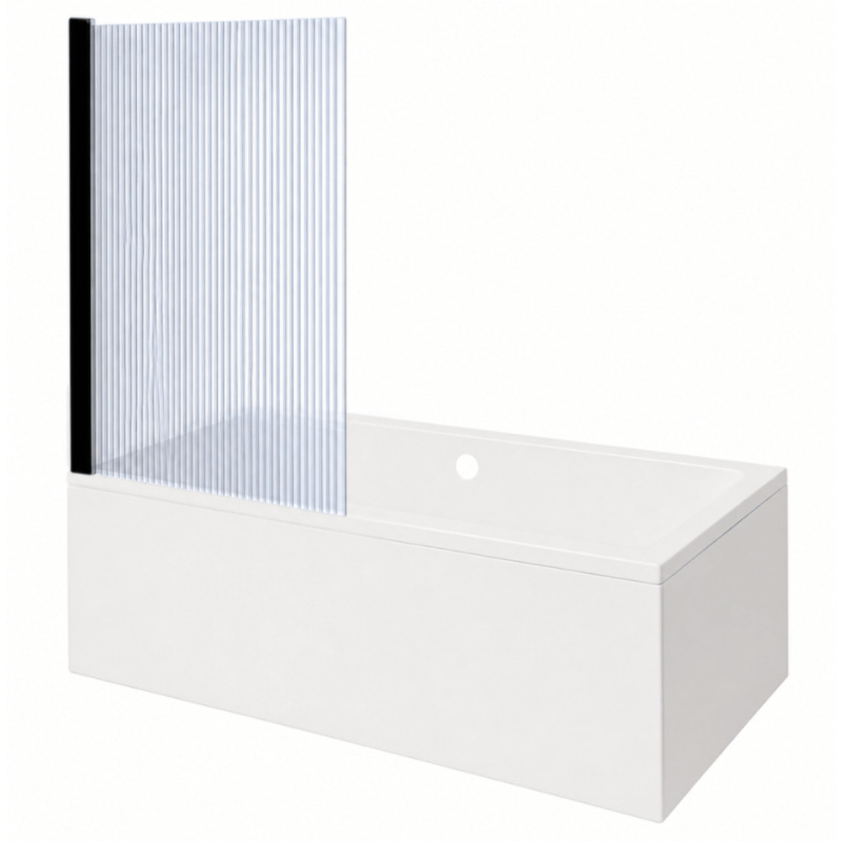 Baignoire rectangulaire Neon 180x80cm + Pare bain gauche AURYS Raywall noir mat profilé gauche