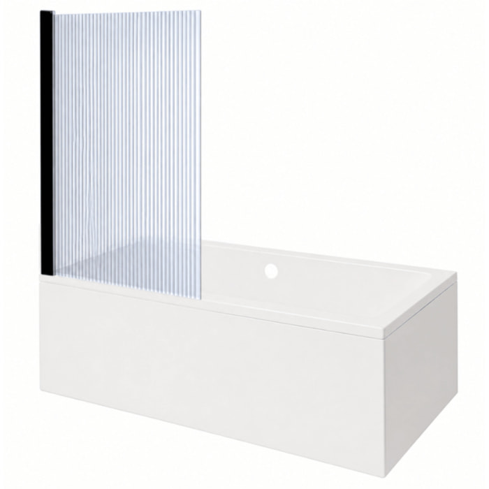 Baignoire rectangulaire Neon 180x80cm + Pare bain gauche AURYS Raywall noir mat profilé gauche