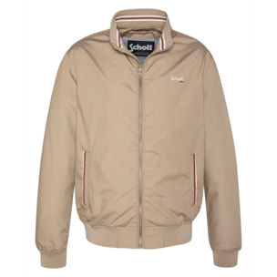 KENTONZIPPERED SHORT JACKET WITH JERSEY LINING AND STRIPED RIBSSchott NYCLIGHT BEIGE
