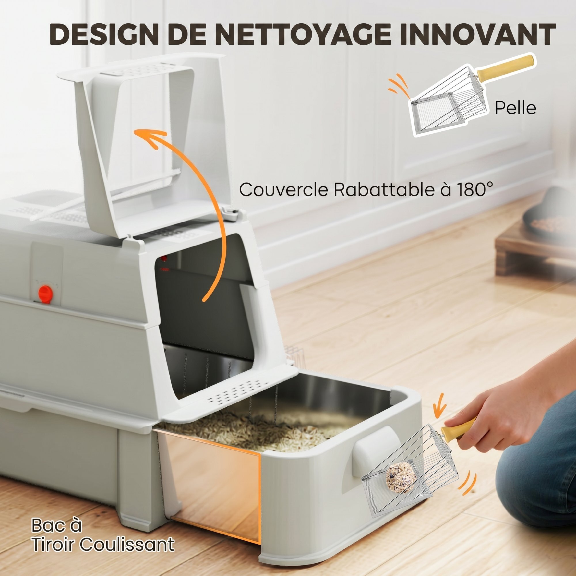 Maison de toilette XL 80L acier inox multi-accessoires gris