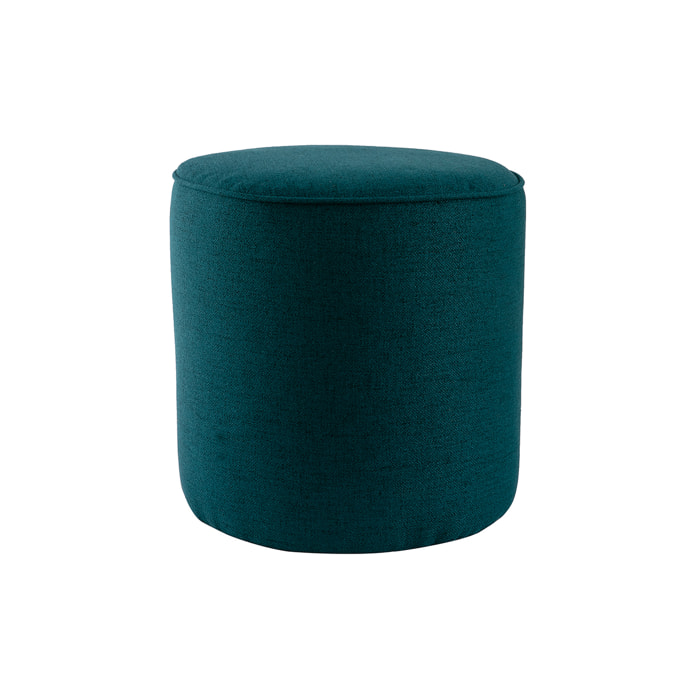 Pouf rond en tissu bleu paon D40 cm COQ