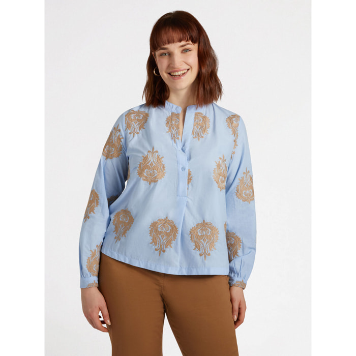 Fiorella Rubino - Blusa con bordados étnicos - Light - blue