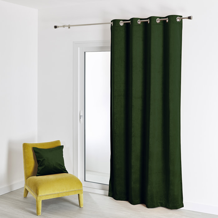 Rideau en velours feutré uni - Vert sapin