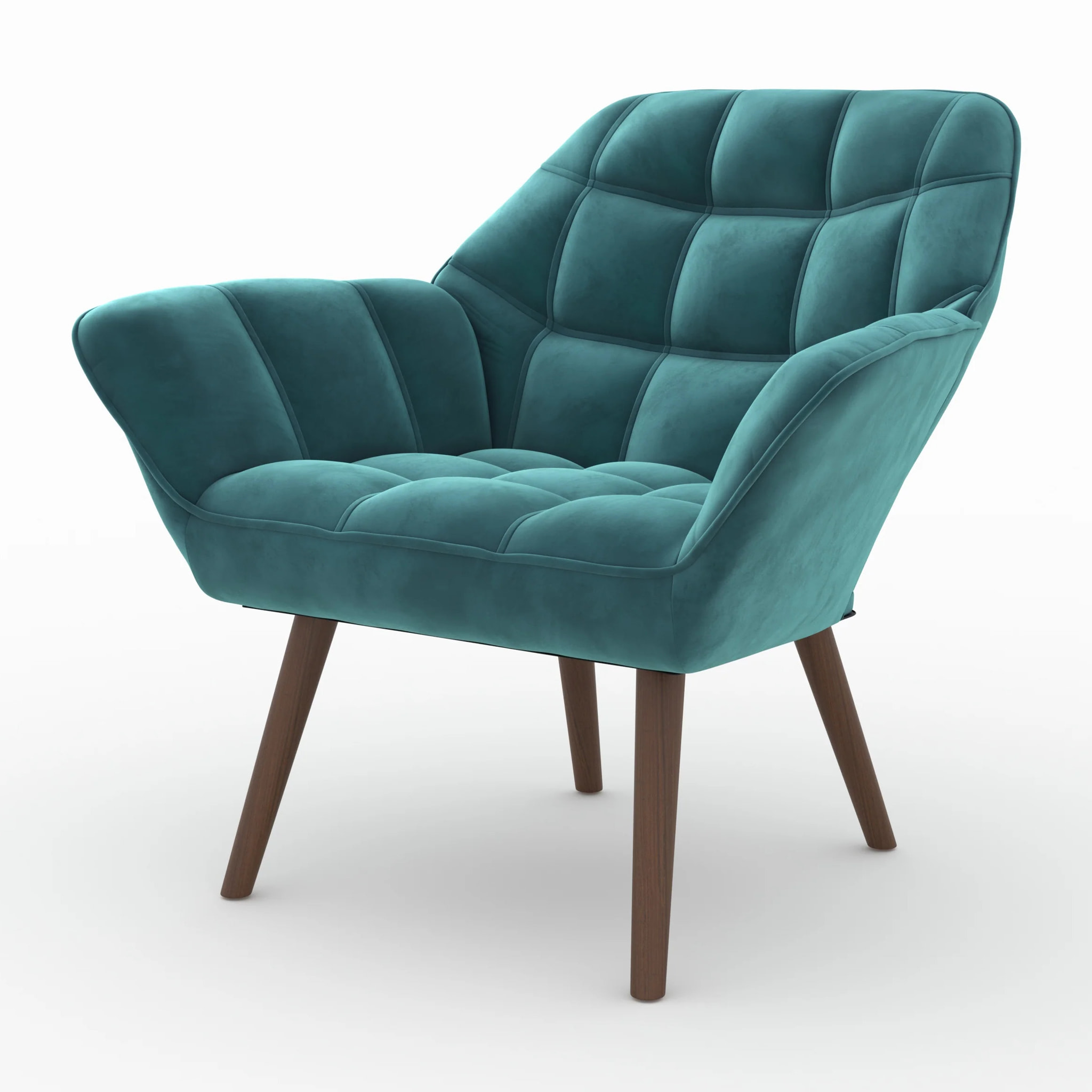 Fauteuil en velours bleu canard - Simba
