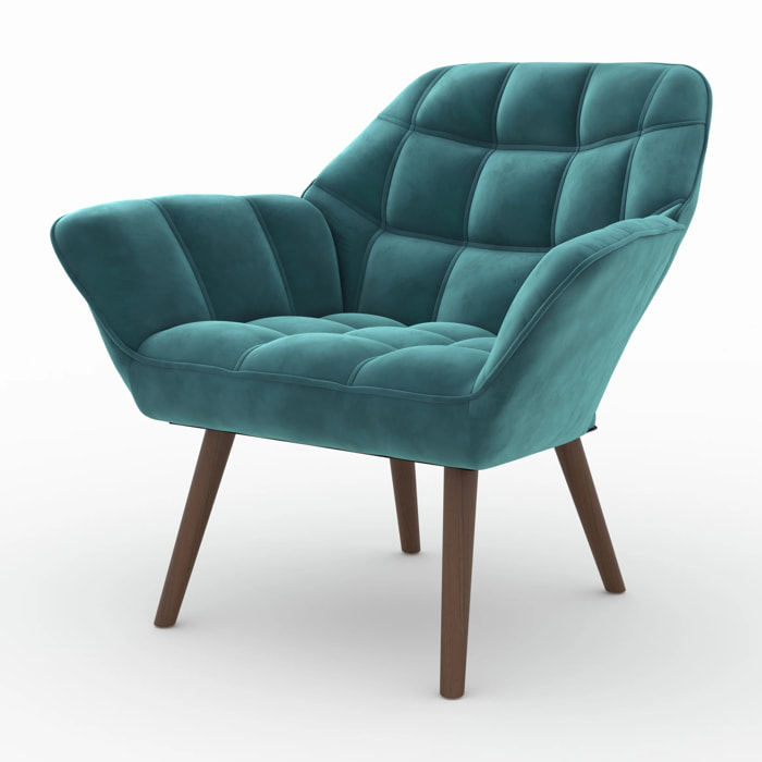 Fauteuil en velours bleu canard - Simba