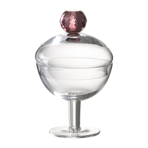 J-Line pot de conservation Diamond Cristal - verre - transparent/rose - small