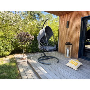 LACANAU - Balancelle de jardin en acier avec coussins