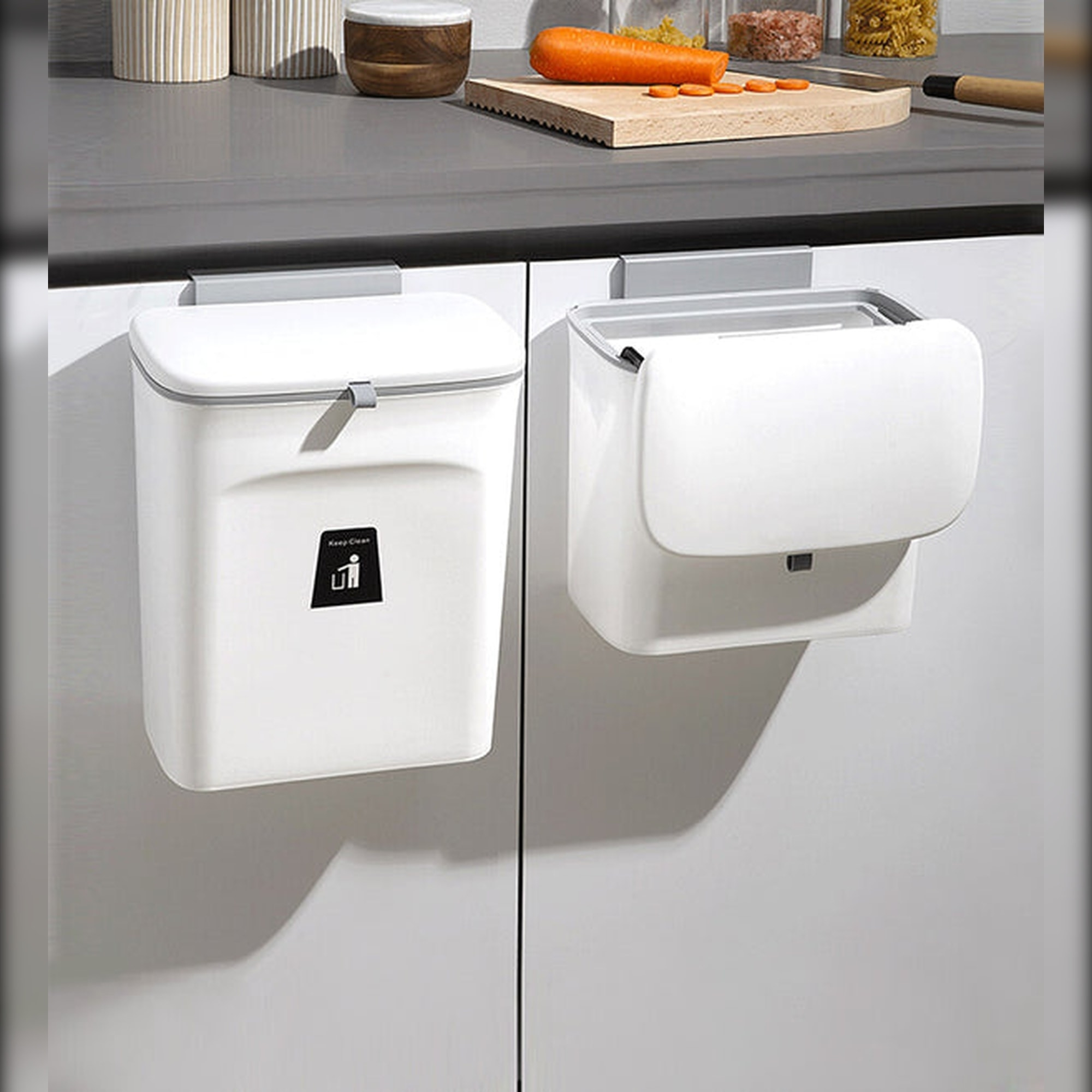 Multifuncional papelera de cocina montada en la pared 12 l