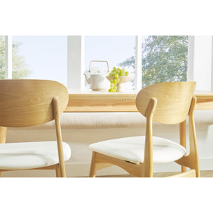 Chaises design blanc et bois clair chêne massif (lot de 2) VICKY