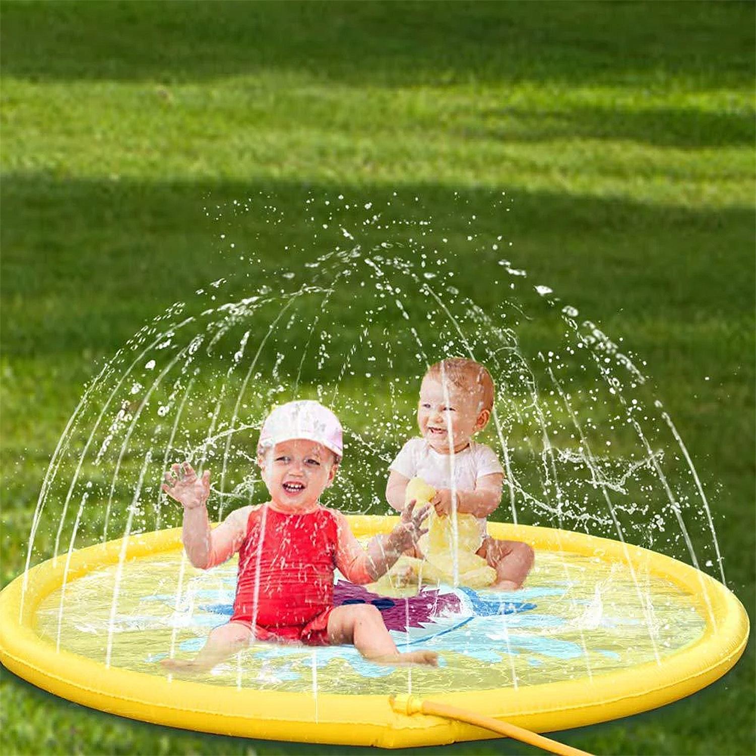 Splash Pad. Juguete inflable con aspersor de agua para jugar. 170cm de diámetro. Diseño tiburón.