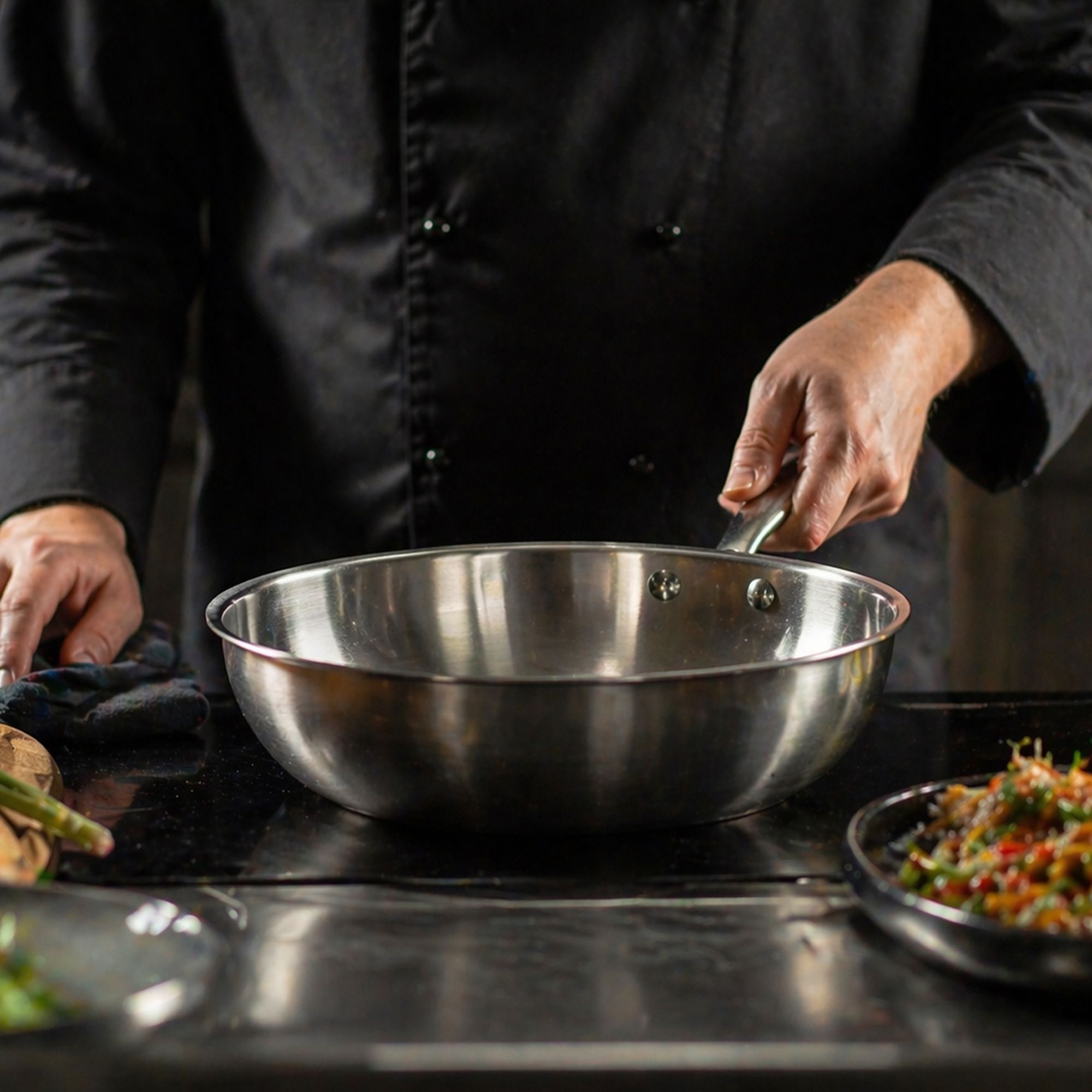 Wok en acier inoxydable 28cm - fait en France - tous feux TRIPLY