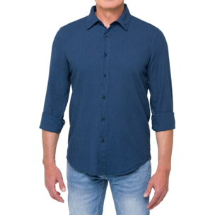 Camisa de lino Hot Buttered Saunders azul denim