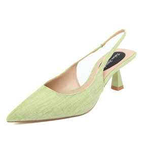 Slingback Donna colore Verde-Altezza tacco:7cm