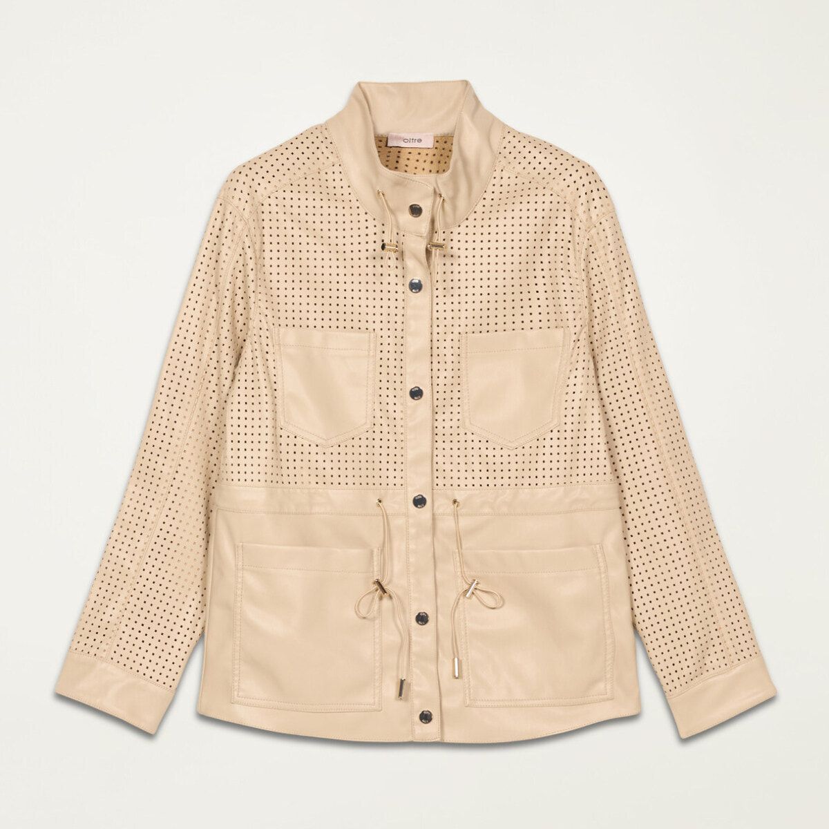 Oltre - Parka corto con parti laserate - Beige