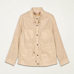 Oltre - Parka corto con parti laserate - Beige