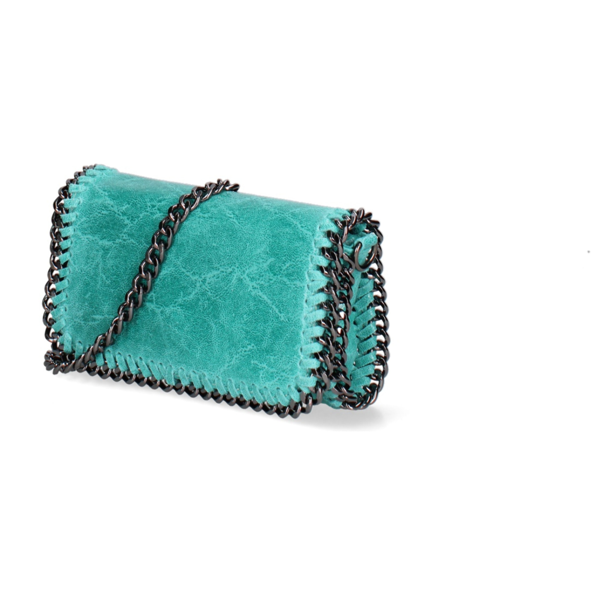 Borsa a tracolla da donna Made in Italy - Eolian Nova - Pelle scamosciata stampata - 22.0 x 13.0 x 4.0 cm