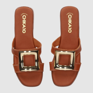 Sandalias de Piel - Cuero - Tacón: Bajo