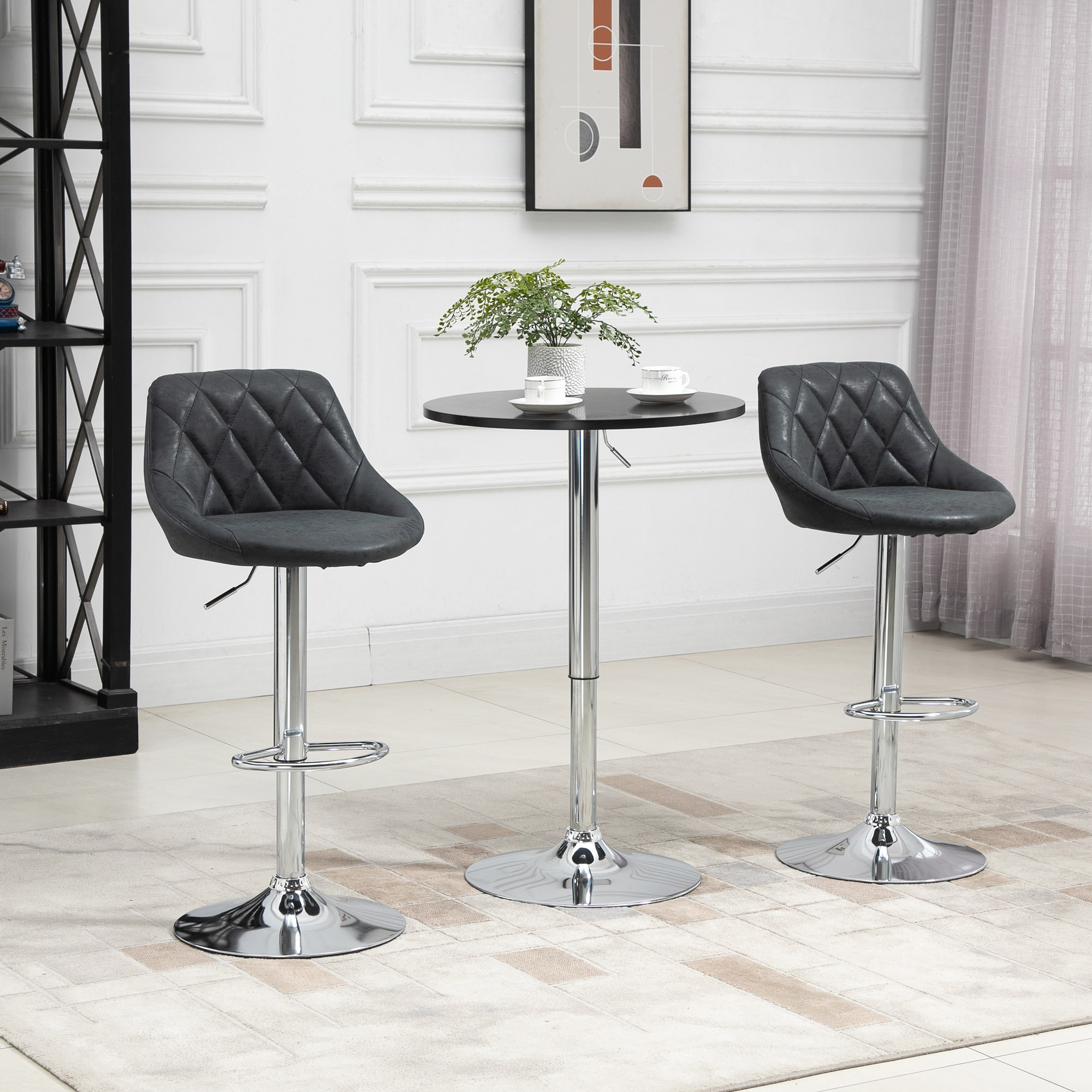 HOMCOM Set 2 Sgabelli da Bar di Design Girevoli con Altezza Regolabile - Nero