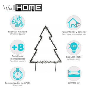 luces navideñas tree garden con 225 luces led blanco cálido y marco de metal 72x100cm