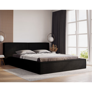 Eros - lit coffre - 140x200 cm - sommier inclus - en velours - Noir