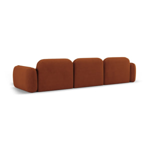 Canapé d'angle droit modulable "Lucien" 4 places en velours terracotta