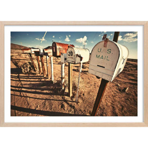 Affiche photo us mail Affiche + cadre en bois - Chêne