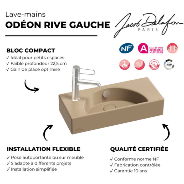 Lave-mains compact 50 cm Odéon Rive Gauche 1 trou de robinetterie à gauche caramel satiné
