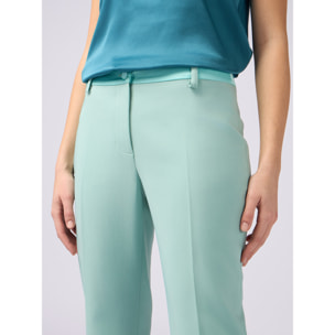 Oltre - Pantaloni con dettaglio in raso - Verde acqua
