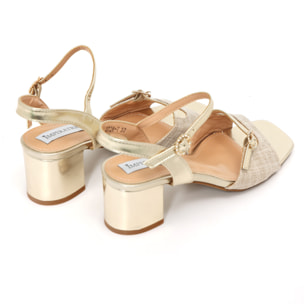 Sandali in simil pelle con tacco comodo e dettaglio cinturino strass