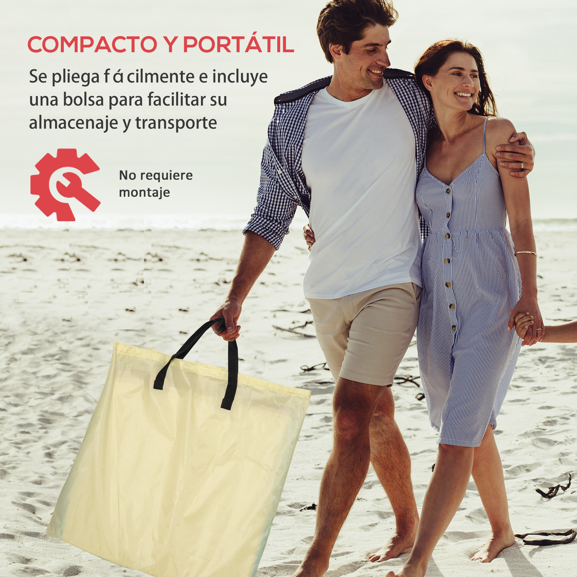Set de 2 Esterillas de Playa Plegables 124x53x35-45 cm con Respaldo Ajustable 5 Niveles y Reposacabezas Esteras de Playa Portátil Tela Oxford Acero con Bolsa Transporte para Jardín Beige