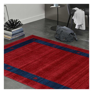 Tapis Caku, beige et rouge motif simple et élégant