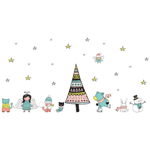 Stickers Noël scandinave féérique - Autocollants stickers adhésifs noël - décoration fêtes