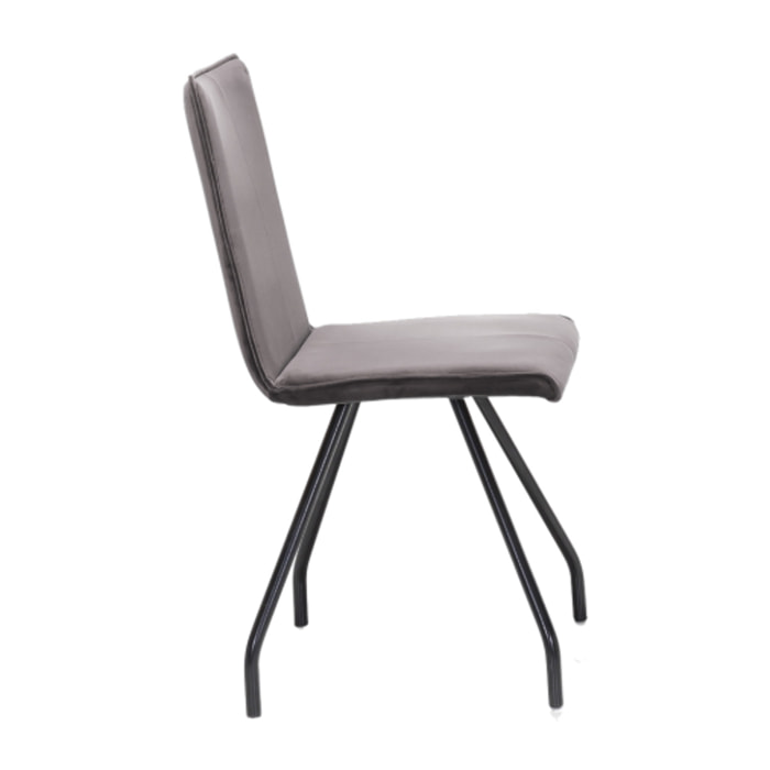 Chaise en velours & piètement métal noir - HARRY