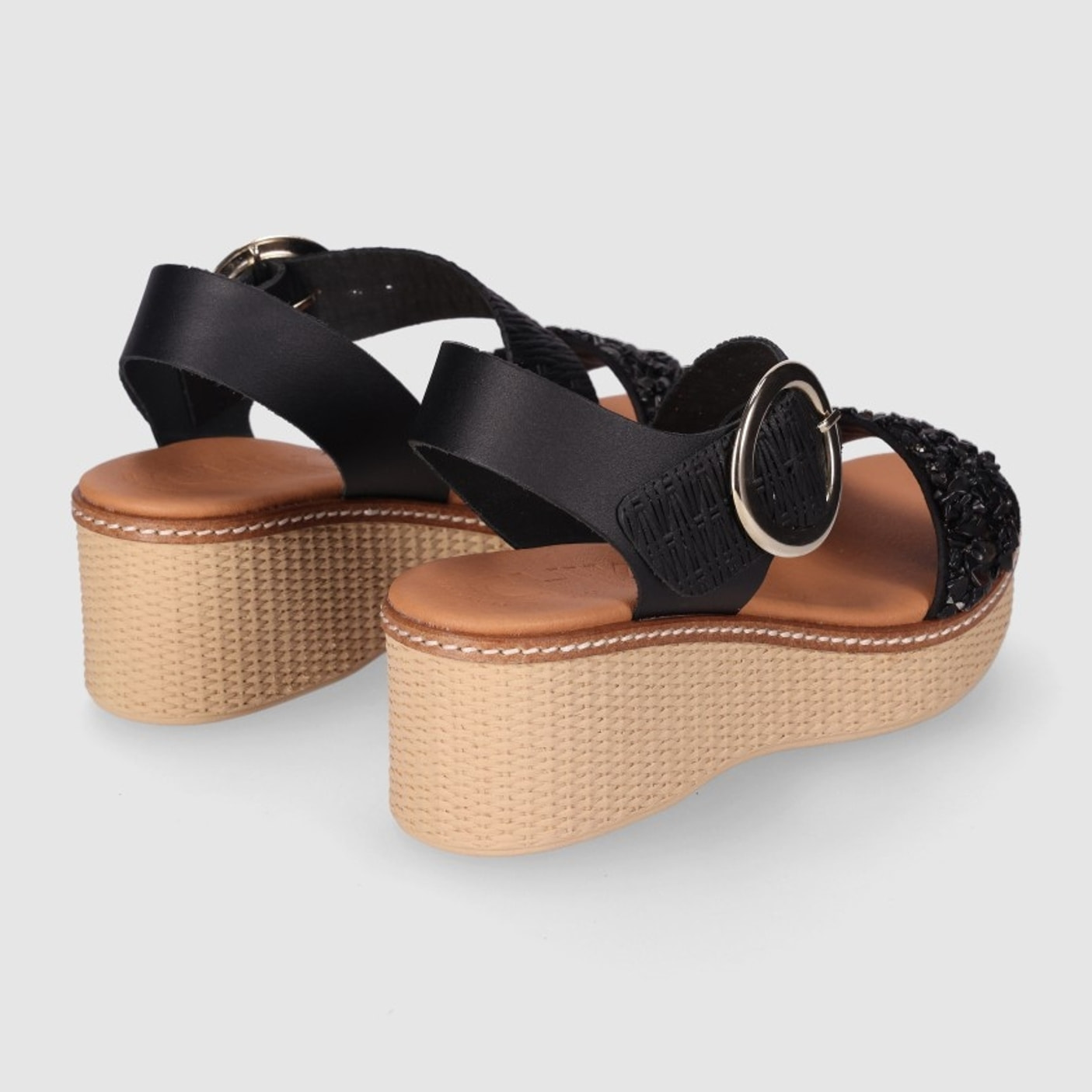 Sandalias de Piel - Negro - Tacón: 5 cm