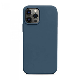 Coque iPhone 12/12 Pro Silicone liquide Bleu Marine + 2 Vitres en Verre trempé Protection écran Antichocs