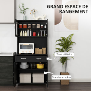Armoire de cuisine contemporaine multi-rangement 4 portes grand tiroir noir