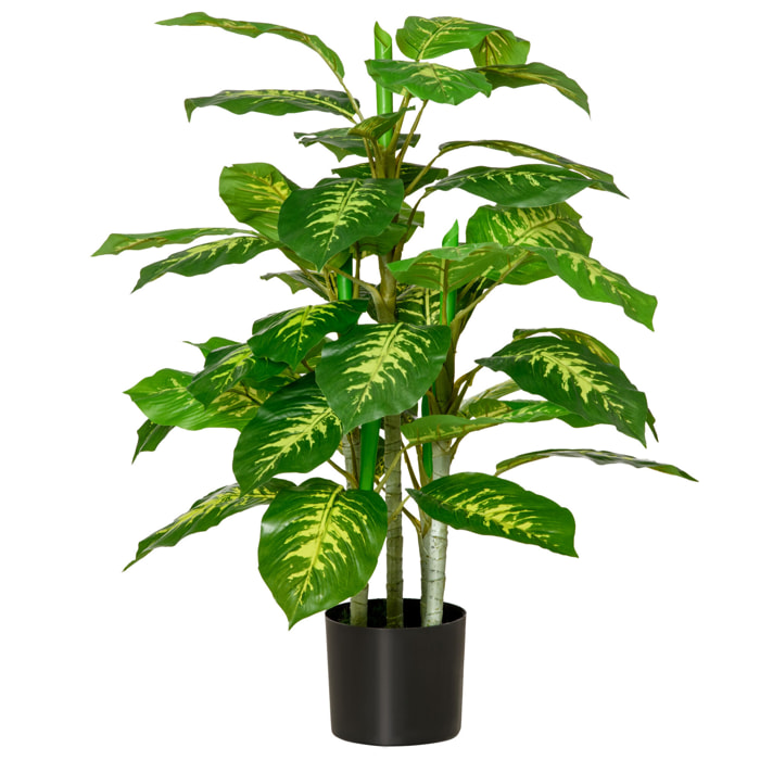 Arbre artificiel plante artificielle Calathea H. 95 cm tronc branches lichen feuilles grand réalisme pot inclus