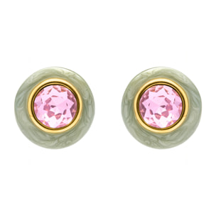 Pendientes de Circonita Rosa acabado en oro amarillo 18k