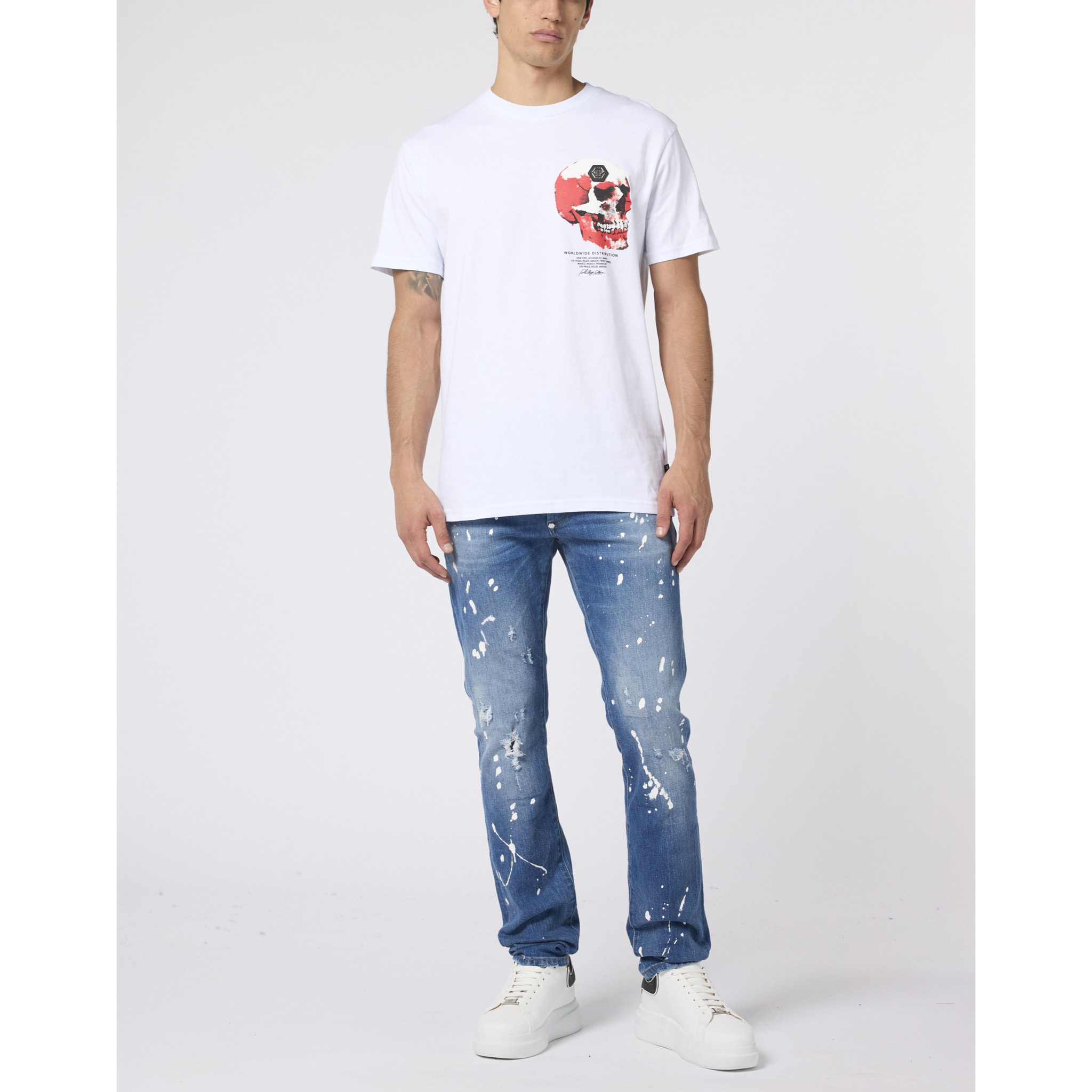 PHILIPP PLEIN Roundneck T-Shirt Puffy Red Skull Skull