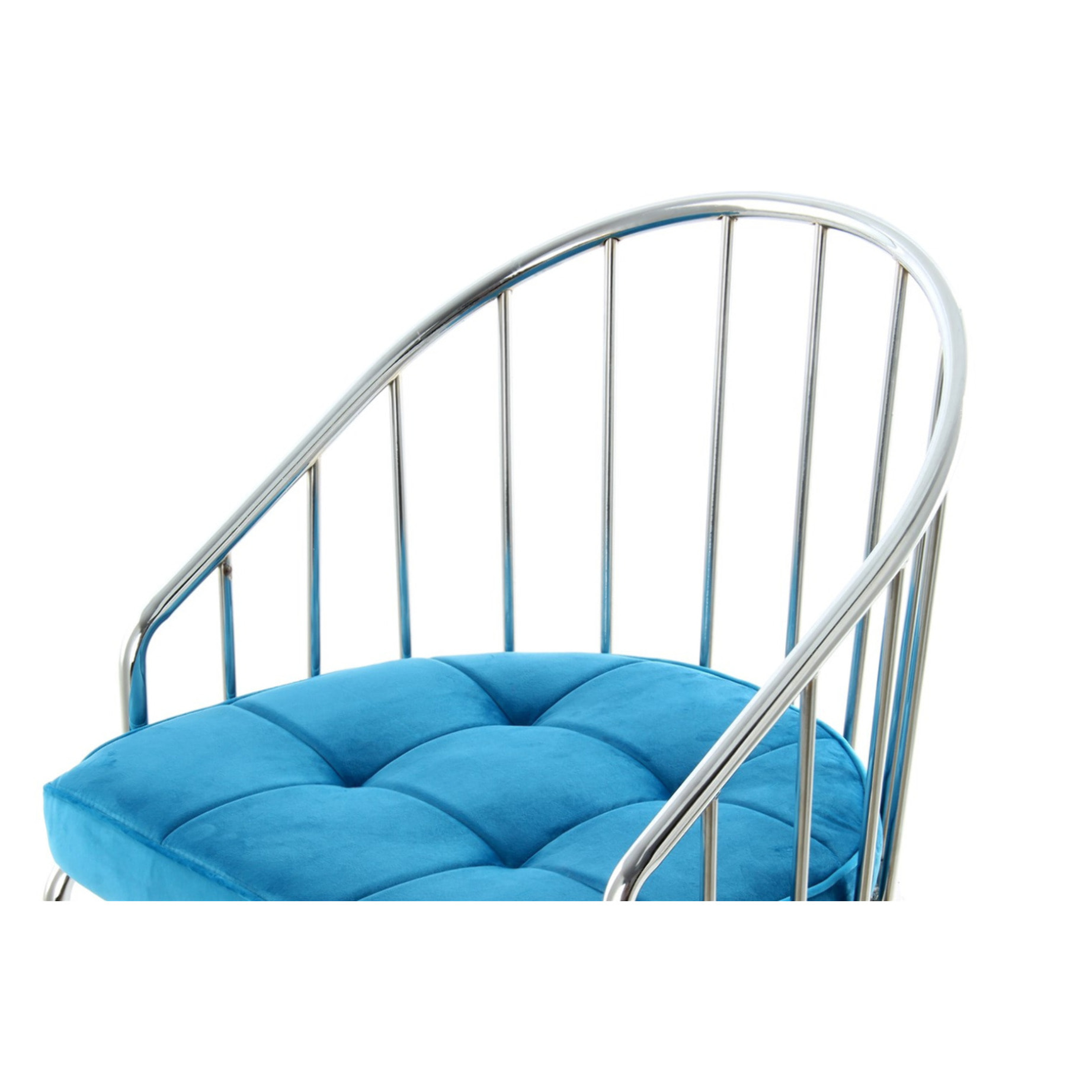 Sedia di design Palma in velluto blu e metallo cromato