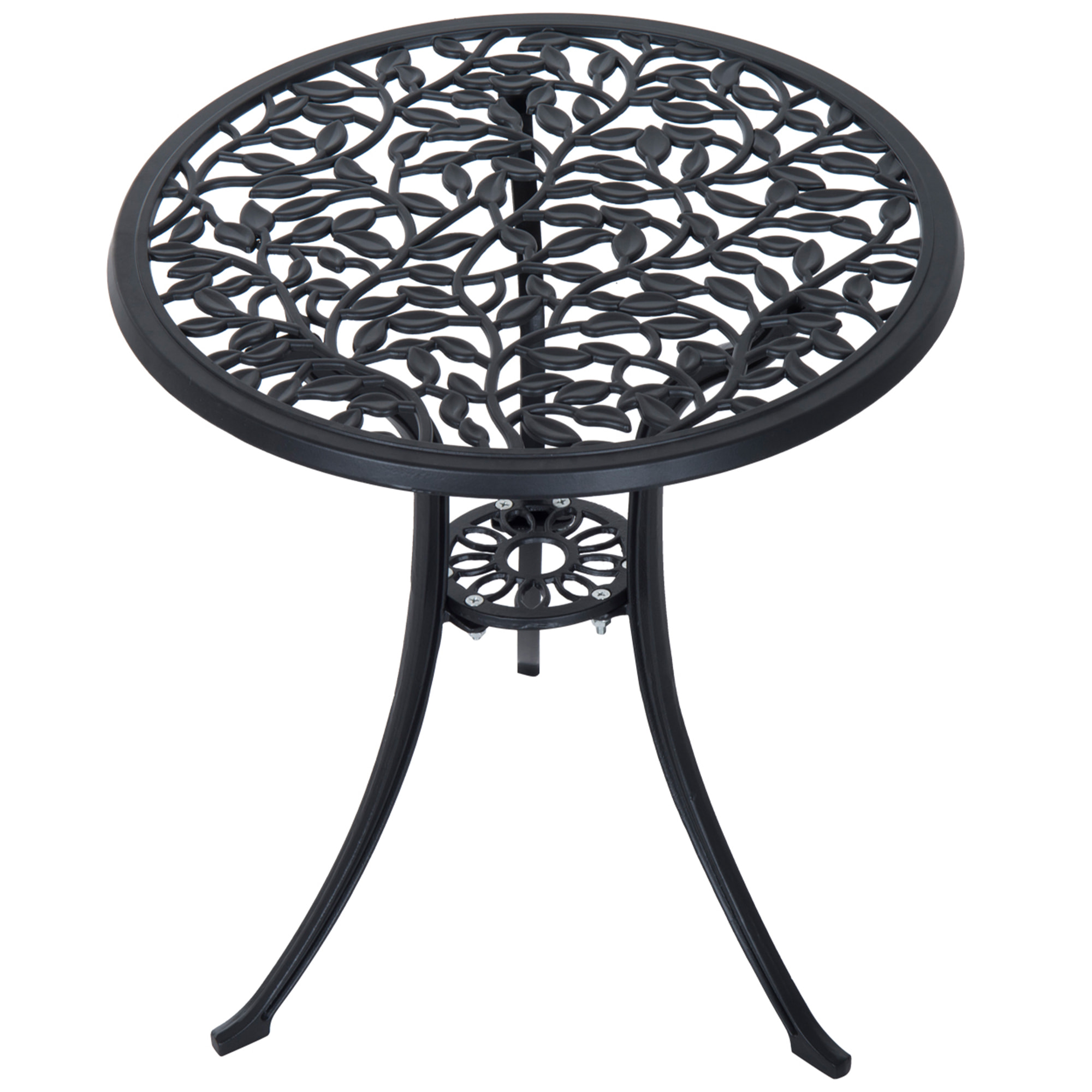 Ensemble salon de jardin 2 places avec table ronde style rétro fonte alu noir