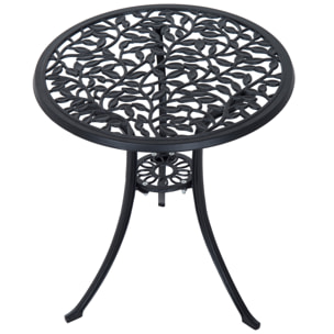 Ensemble salon de jardin 2 places avec table ronde style rétro fonte alu noir