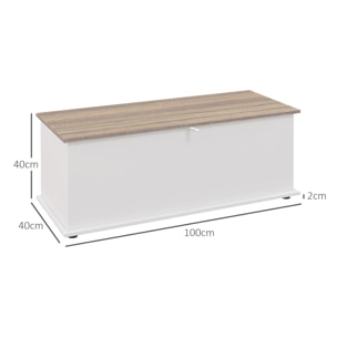 Baúl de Almacenamiento de Madera Arcón de Almacenamiento con Tapa Carga Máx. 60 kg para Dormitorio Salón 100x40x40 cm Natural y Blanco