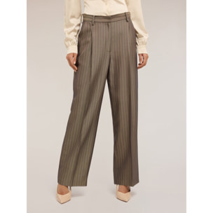 Motivi - Pantalones de pierna ancha a rayas - Gris