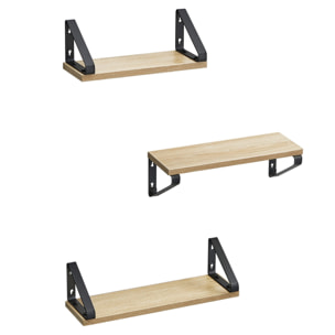 Set di 3 Mensole Sospese Sonoma in Acciaio e Legno