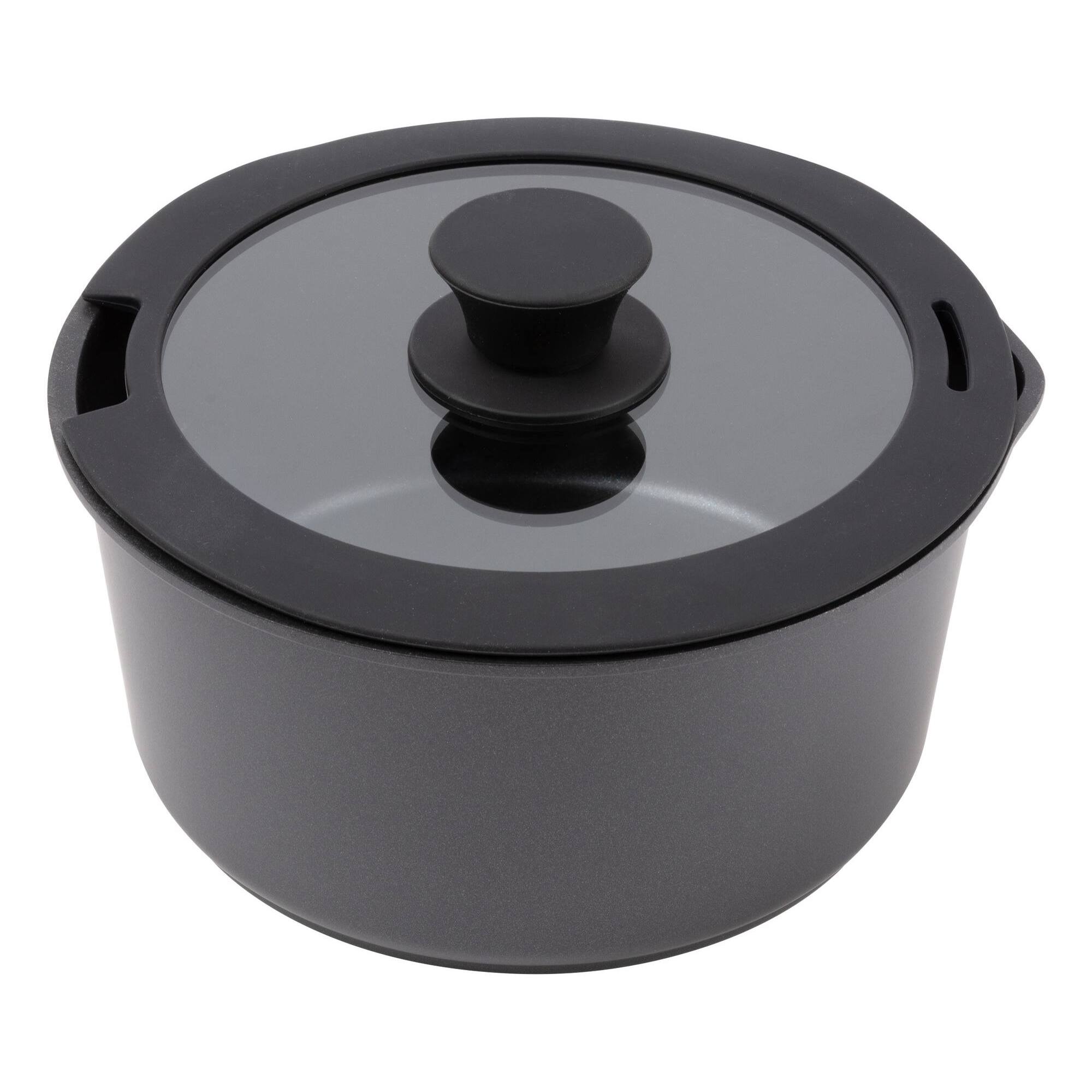 Batería de cocina 10 Pzs Negro / Mango extraíble, 3 Sartenes, 2 Cazos, Tapas y Utensilios/Aluminio fundido