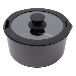 Batería de cocina 10 Pzs Negro / Mango extraíble, 3 Sartenes, 2 Cazos, Tapas y Utensilios/Aluminio fundido